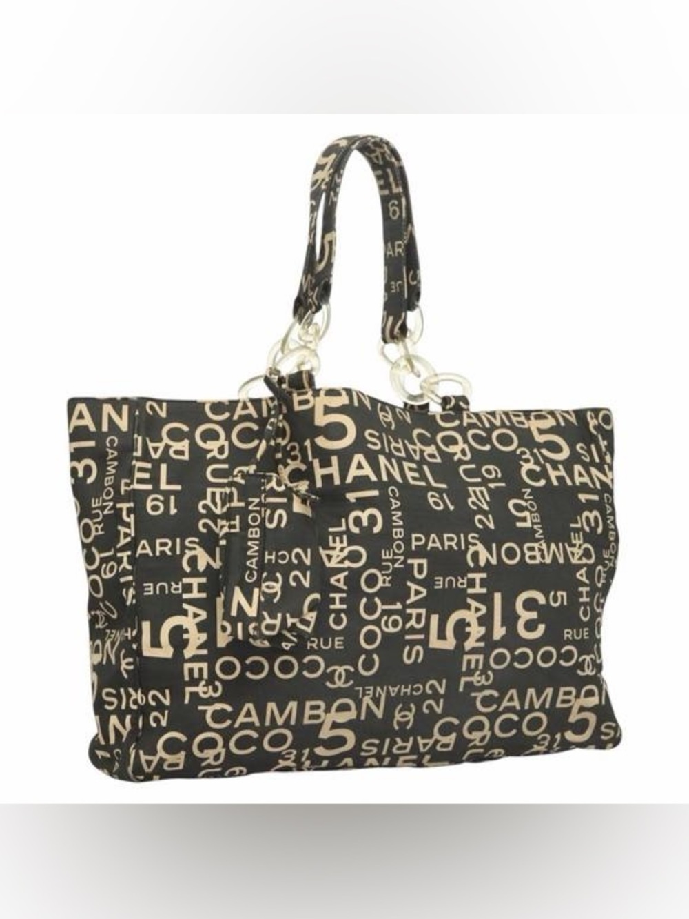 CHANEL Bysy Line Tote Bag Canvas Black CC XL tote w/COA